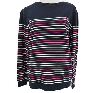 Barbour Womans size 6 Ramble Overlayer in Navy Front Spellout Coastal Stripe NEW